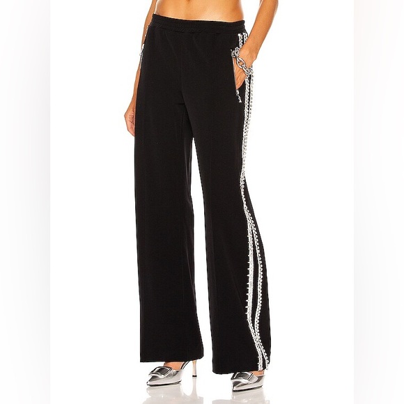 NWT AREA Black Crystal Trim Track Pants Trousers, Small, $595 retail - Picture 1 of 12